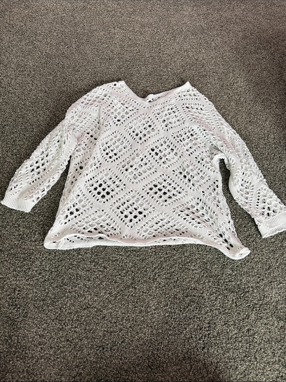 White Crochet Knit Oversized Sweater